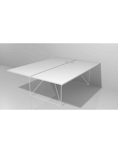 Bureau bench AIR NARBUTAS - 1600x1600 mm - piétement filaire acier - plusieurs coloris