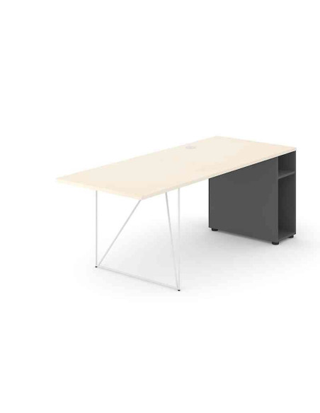 Bureau droit sur caisson ouvert AIR NARBUTAS - 2 dimensions - plusieurs coloris - côté au choix