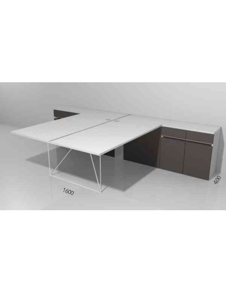 Bureau bench sur retour crédence AIR NARBUTAS - crédence tiroirs/étagères/portes - plusieurs coloris