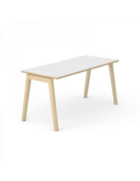 Bureau droit NOVA WOOD NARBUTAS - plateau mélaminé 25 mm - piétement frêne naturel - plusieurs dimensions et coloris