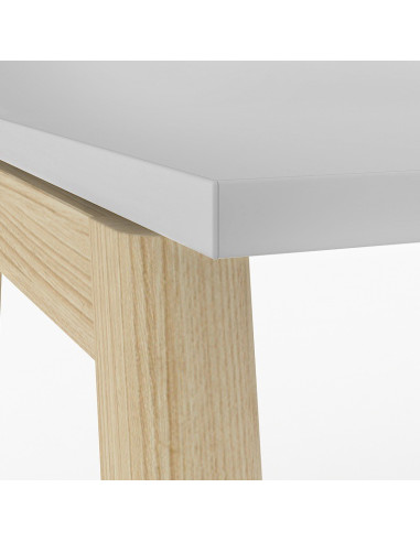 Bureau droit NOVA WOOD NARBUTAS – plateau mélaminé 25 mm – piétement frêne naturel – plusieurs dimensions et coloris
