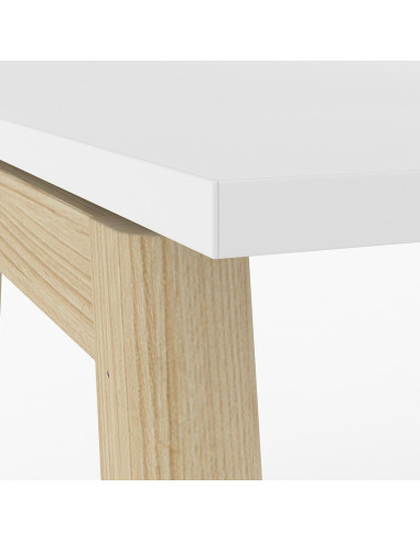 Bureau droit NOVA WOOD NARBUTAS – plateau mélaminé 25 mm – piétement frêne naturel – plusieurs dimensions et coloris