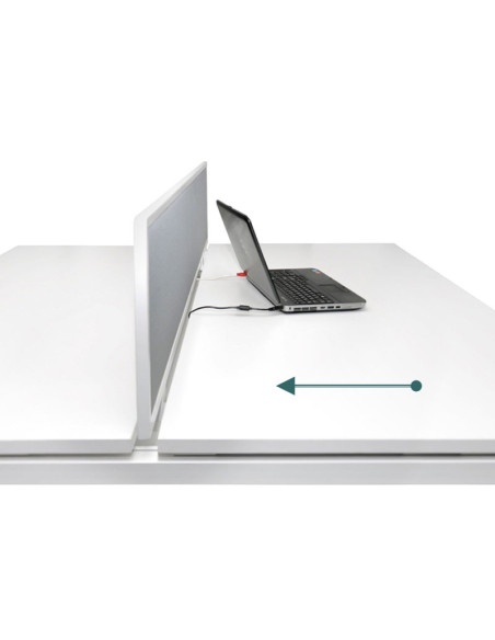 Bureau bench NOVA U SLIDE NARBUTAS - 4 postes - plateau coulissant - piétement tube soudé métal