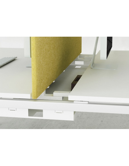 Bureau bench NOVA U SLIDE NARBUTAS - 4 postes - plateau coulissant - piétement tube soudé métal