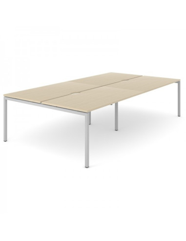 Bureau bench NOVA U SLIDE NARBUTAS – 4 postes – plateau coulissant – piétement tube soudé métal