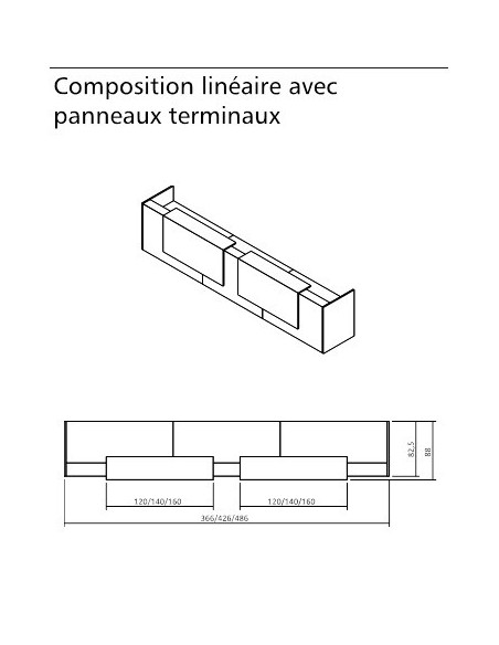 Banque d’accueil linéaire double composition 2 - 3 dimensions - plusieurs coloris - mélaminé ou laqué - option LED