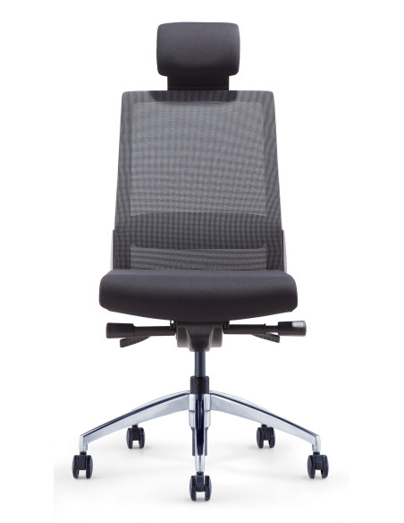 Siège ergonomique CREA NOIR - mousse épaisse - dossier résille - têtière - plusieurs coloris assise - avec ou sans accoudoirs