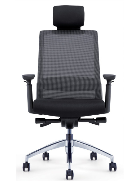 Siège ergonomique CREA NOIR - mousse épaisse - dossier résille - têtière - plusieurs coloris assise - avec ou sans accoudoirs