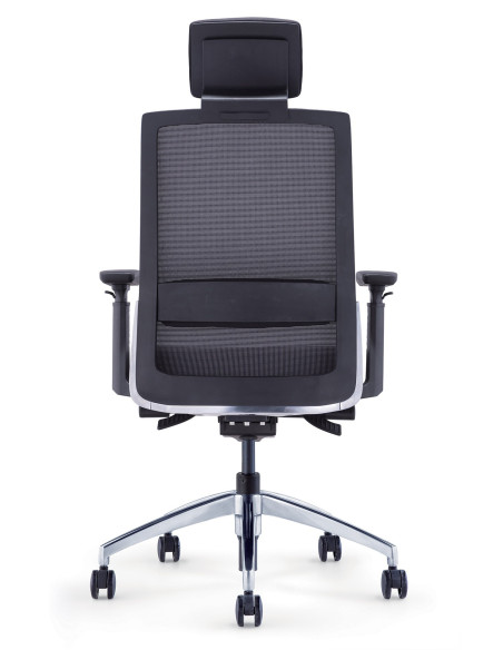 Siège ergonomique CREA NOIR - mousse épaisse - dossier résille - têtière - plusieurs coloris assise - avec ou sans accoudoirs