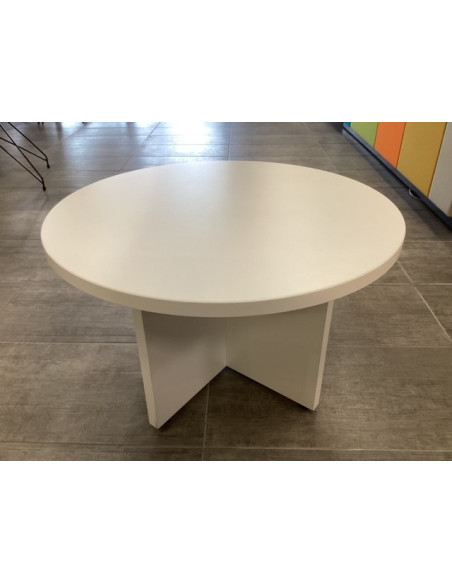 Table basse ronde blanche - seconde main - mélaminé - diam. 65 cm - h. 41 cm