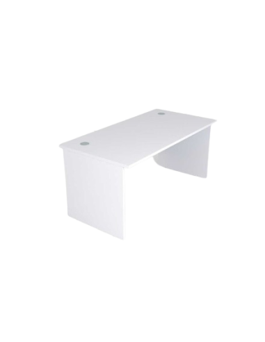 Bureau droit blanc 180 cm – plateau et piétement panneaux mélaminé – passe câbles