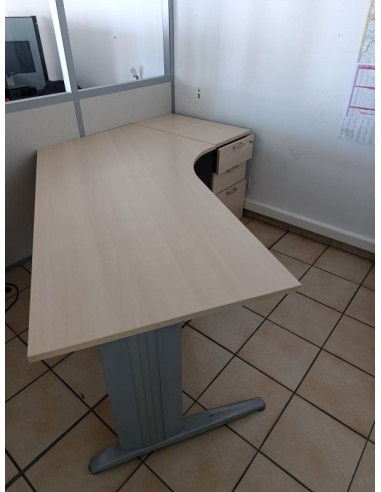 BUREAU 135° AVEC CAISSON HAUTEUR BUREAU