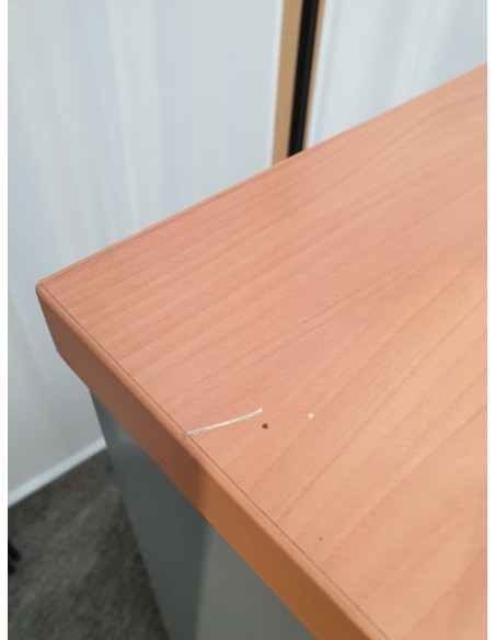 Caisson de bureau avec top bois - seconde main - métal - 3 tiroirs dont 1 DS - gris