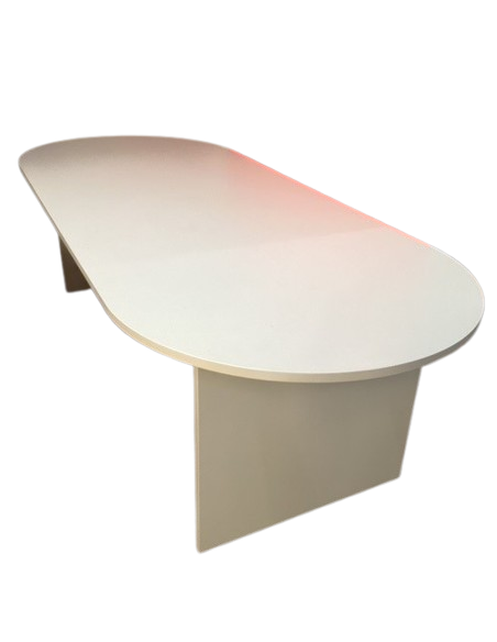 Table de réunion ovale blanche - plateau et piétement mélaminé - 240x100 cm