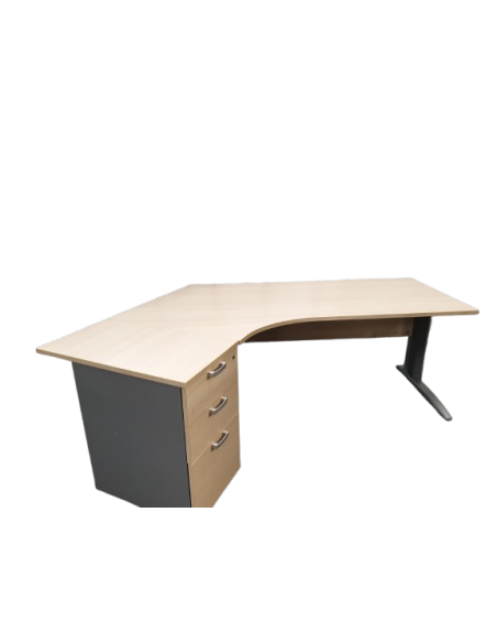 BUREAU 135° AVEC CAISSON HAUTEUR BUREAU