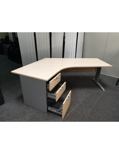 BUREAU 135° AVEC CAISSON HAUTEUR BUREAU