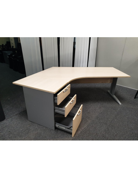 BUREAU 135° AVEC CAISSON HAUTEUR BUREAU