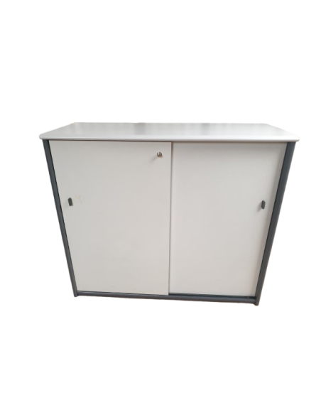 ARMOIRE BASSE ANTHRACITE ET GRIS CLAIR