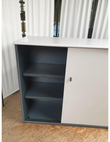 ARMOIRE BASSE ANTHRACITE ET GRIS CLAIR