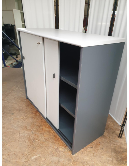ARMOIRE BASSE ANTHRACITE ET GRIS CLAIR
