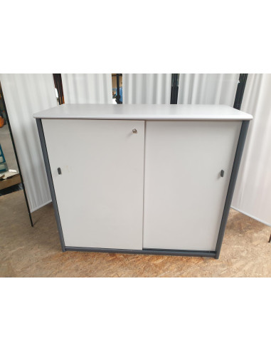 ARMOIRE BASSE ANTHRACITE ET GRIS CLAIR
