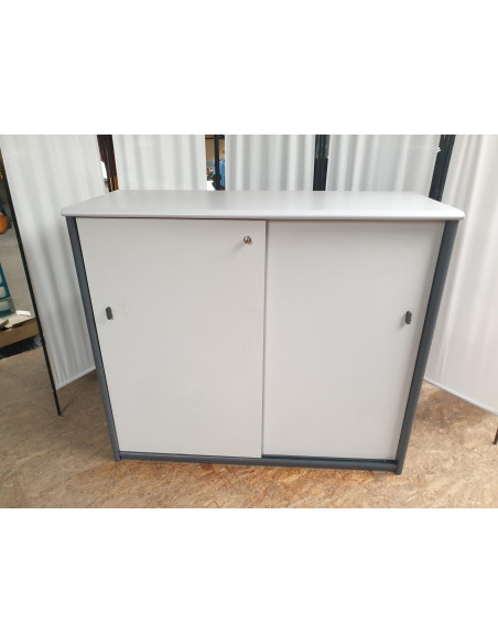 ARMOIRE BASSE ANTHRACITE ET GRIS CLAIR