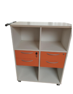 Servante à roulettes HAWORTH - mélaminé - 4 niches - 4...