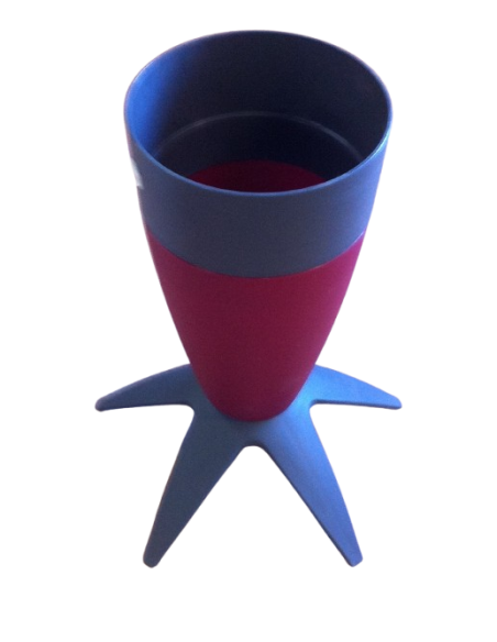 Corbeille à papier - seconde main - polypropylène - gris et rouge