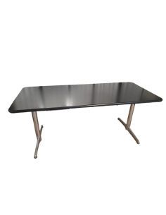 TABLE REUNION NOIRE PIETEMENT CHROME