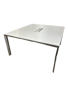 TABLE DE REUNION BLANC ET CHROME