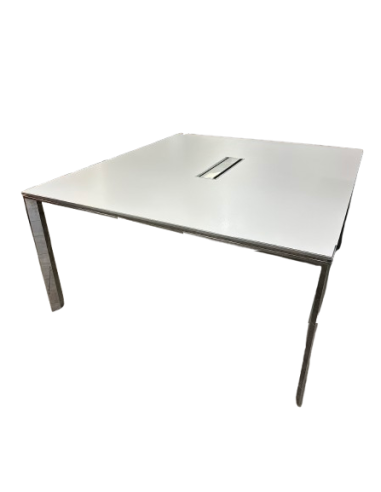 TABLE DE REUNION BLANC ET CHROME