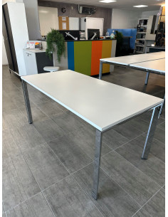 BUREAU PLAN DE TRAVAIL BLANC ET PIETEMENT CHROME -... 2