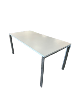 BUREAU PLAN DE TRAVAIL BLANC ET PIETEMENT CHROME -...