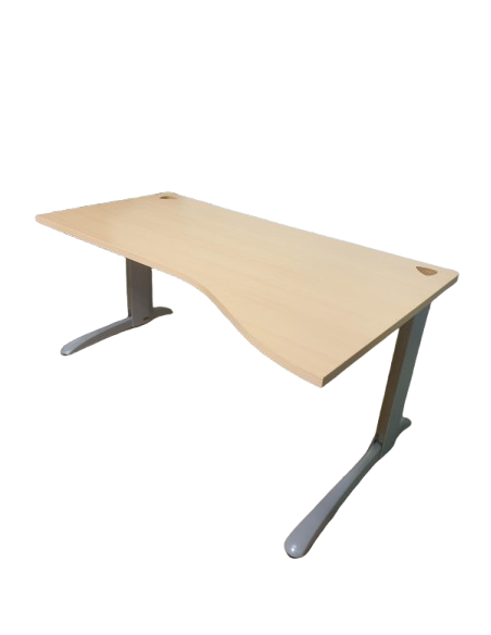 BUREAU ASYMETRIQUE COLORIS POIRIER - seconde main - pieds métal L - dimensions 160x80x100cm