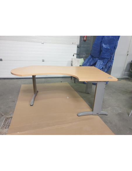 BUREAU COMPACT ARRONDI - seconde main - coloris poirier - pieds métal L