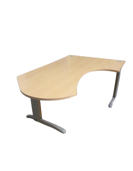 BUREAU COMPACT ARRONDI - seconde main - coloris poirier - pieds métal L