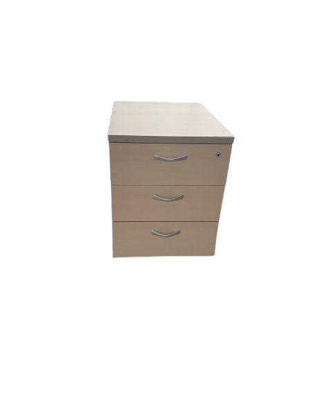 Caisson en mélaminé sur roulettes - seconde main - 3 tiroirs - dimensions H59xL44xP58cm