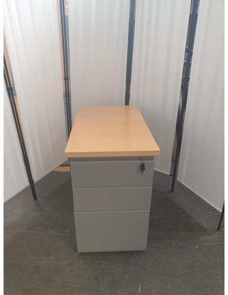 CAISSON GRANDE HAUTEUR METAL - seconde main - 3 tiroirs - top bois