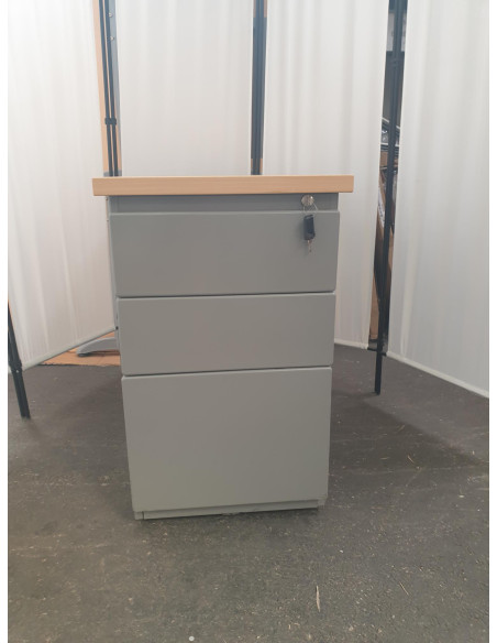 CAISSON GRANDE HAUTEUR METAL - seconde main - 3 tiroirs - top bois