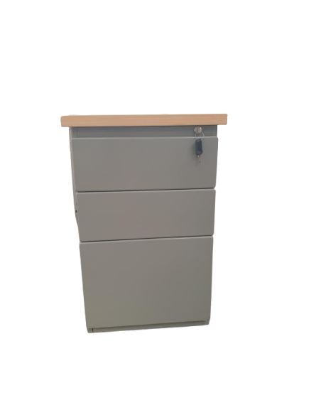 CAISSON GRANDE HAUTEUR METAL - seconde main - 3 tiroirs - top bois