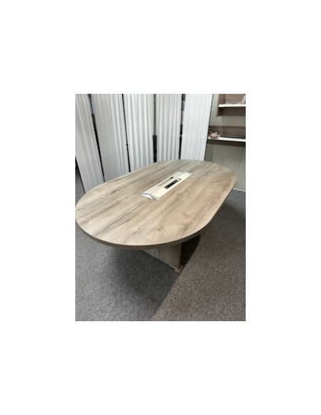 TABLE REUNION OVALE - seconde main - plateau et pieds panneaux bois grisé - dimensions 200x120 cm