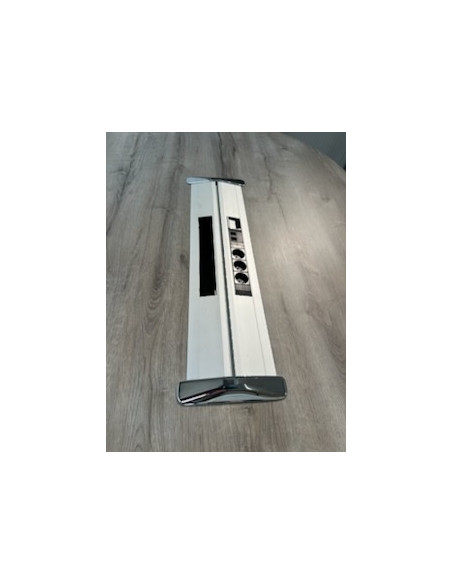 TABLE REUNION OVALE - seconde main - plateau et pieds panneaux bois grisé - dimensions 200x120 cm