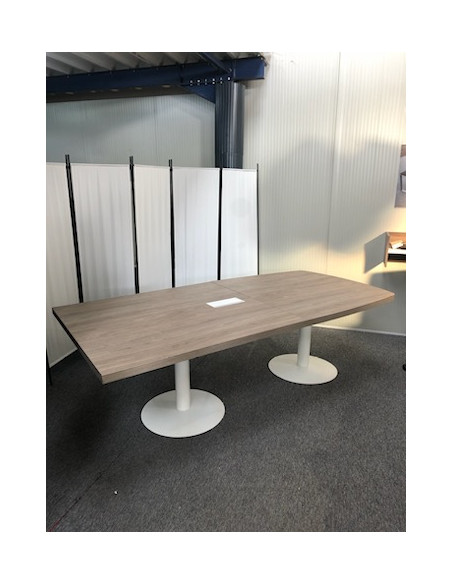 TABLE DE REUNION 240x120  - seconde main - 2 pieds ronds blanc