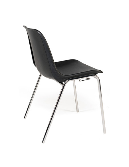 Chaise ELEN - empilable - coque moulée en polypropylène - 4 pieds chromés - 3 coloris au choix