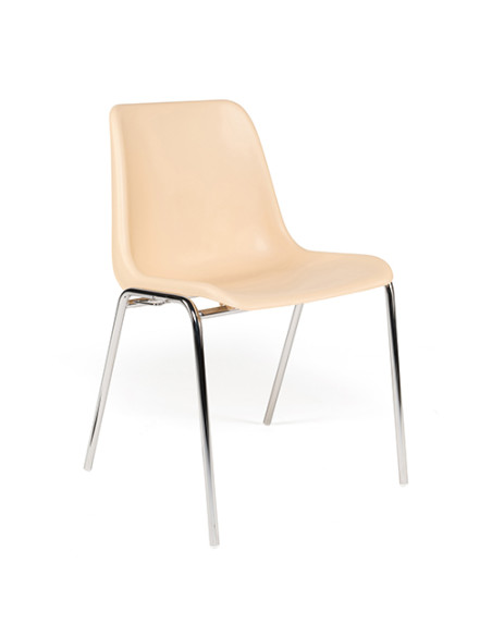 Chaise ELEN - empilable - coque moulée en polypropylène - 4 pieds chromés - 3 coloris au choix