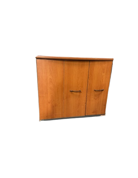 ARMOIRE BASSE 1 PORTE BATTANTE 1 PORTE COULISSANTE - seconde main - en mélaminé coloris bois - dimensions 70x80x48 cm