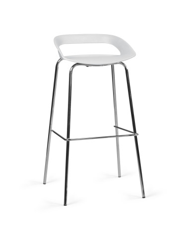 TABOURET HAUT COME - tabouret 4 pieds acier chromé - assise coque polypro