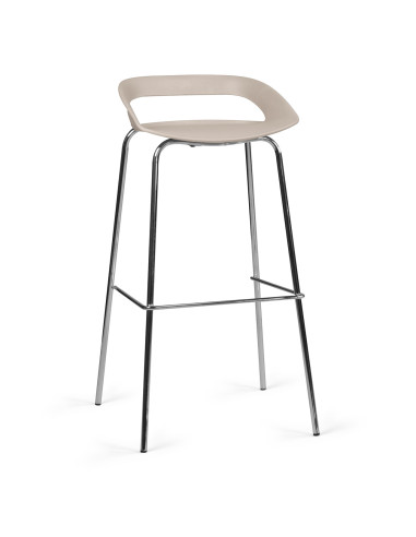 TABOURET HAUT COME - tabouret 4 pieds acier chromé - assise coque polypro