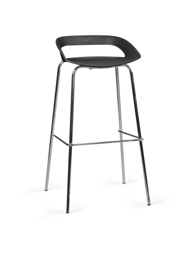 TABOURET HAUT COME - tabouret 4 pieds acier chromé - assise coque polypro