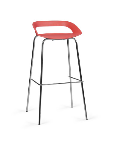 TABOURET HAUT COME - tabouret 4 pieds acier chromé - assise coque polypro